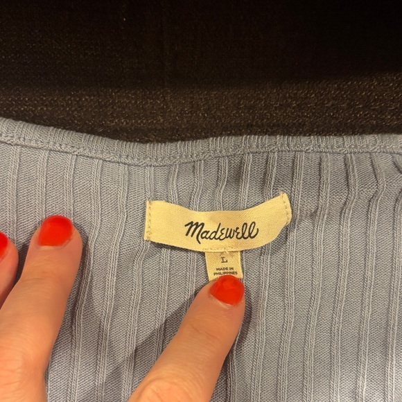 MADEWELL Women's Blue Button-Down Tank Top - Picture 2 of 3